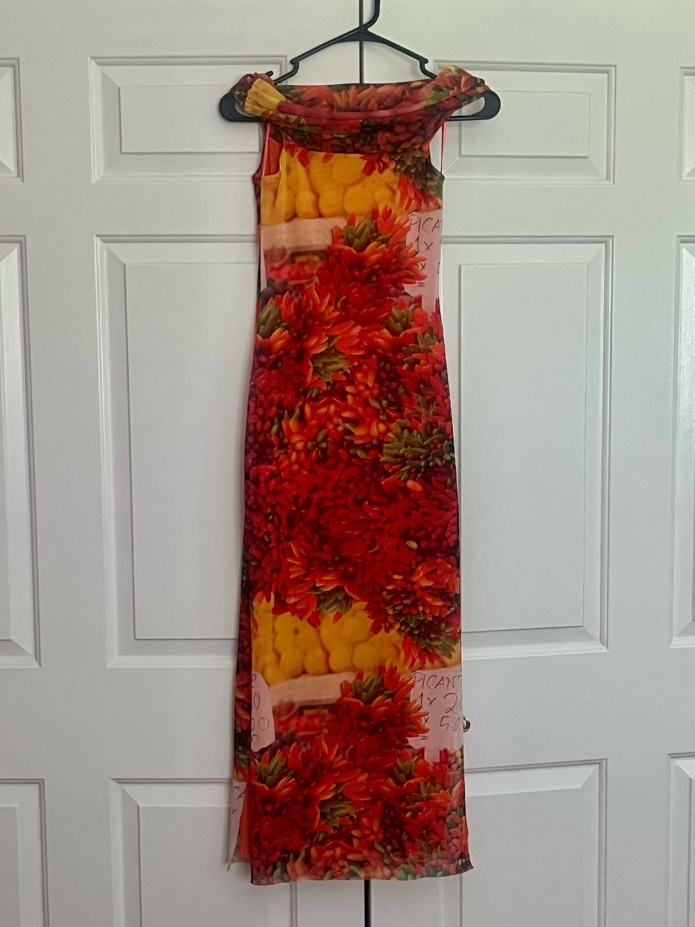 ZARA Lined Off The Shoulder Fruit Maxi Dress